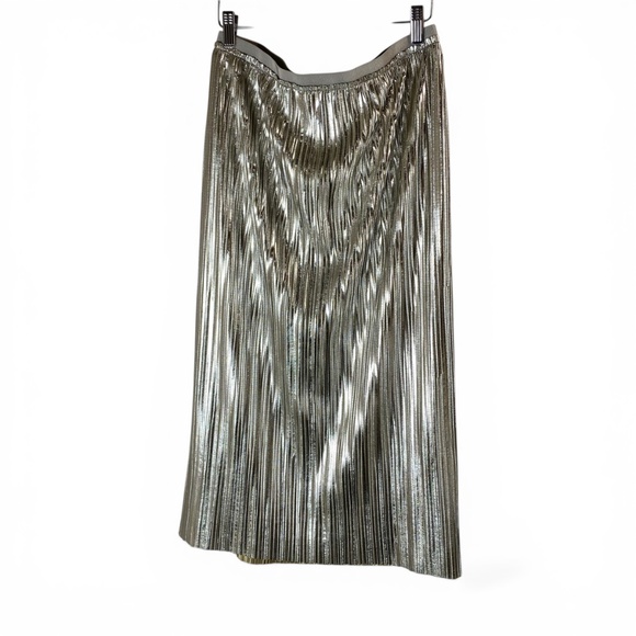 Anthropologie x Maeve Pleated Shimmer Silver Skirt Size 6 - Picture 2 of 7